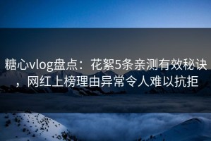 糖心vlog盘点：花絮5条亲测有效秘诀，网红上榜理由异常令人难以抗拒