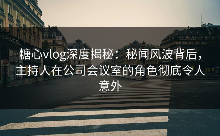 糖心vlog深度揭秘：秘闻风波背后，主持人在公司会议室的角色彻底令人意外